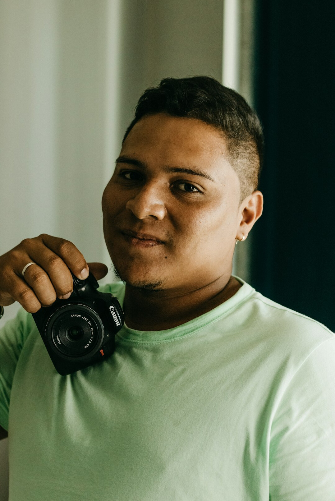 influencer posing with camera