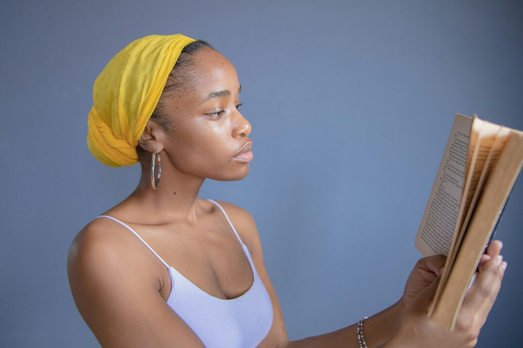 woman reading script